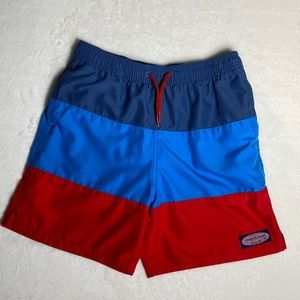 Vineyard Vines Boys Blue Red Swimsuit Swim Trunks M 12 - 14